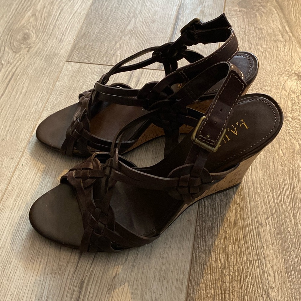 Lauren Ralph Lauren brown wedges size 7 1/2